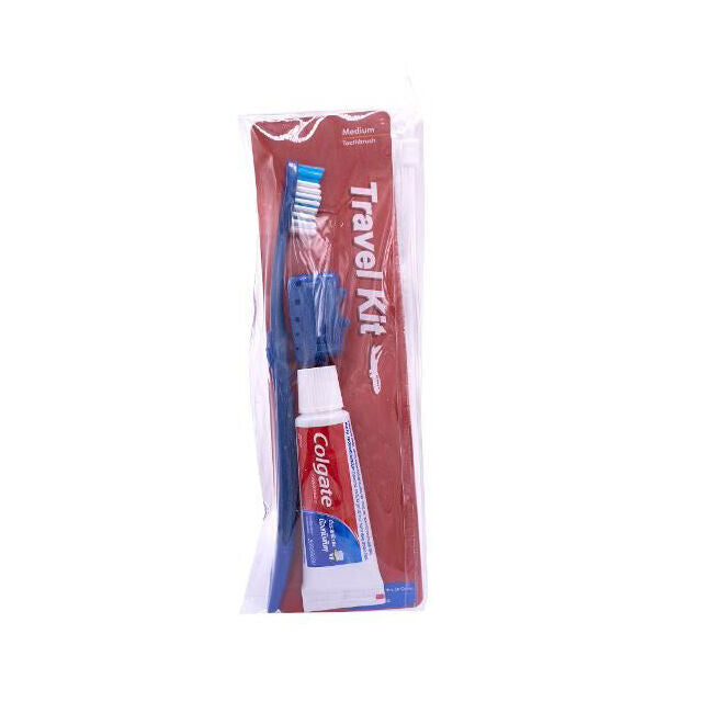 12x 3pc Colgate Toothpaste Toothbrush w/ Cap Travel Kit Pouch Dental Oral Care