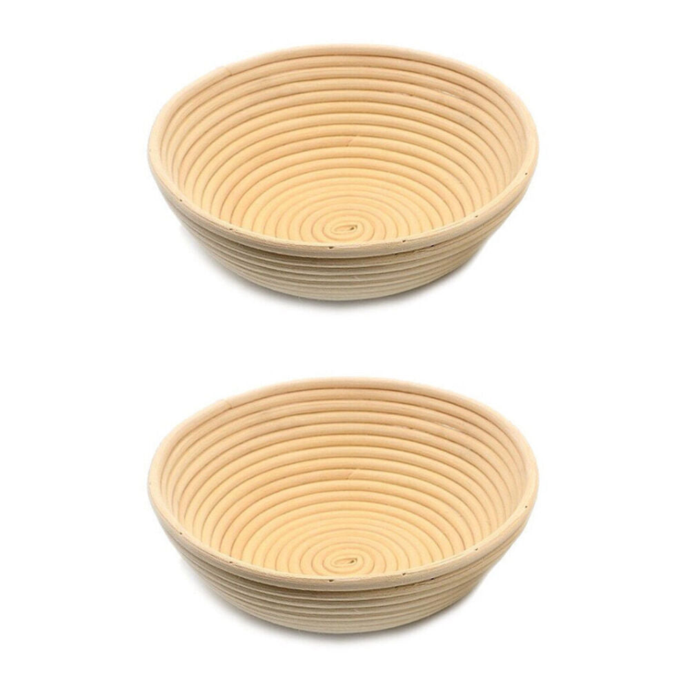 2PK Brunswick Bakers Round Rattan 25cm Bread Banneton Basket