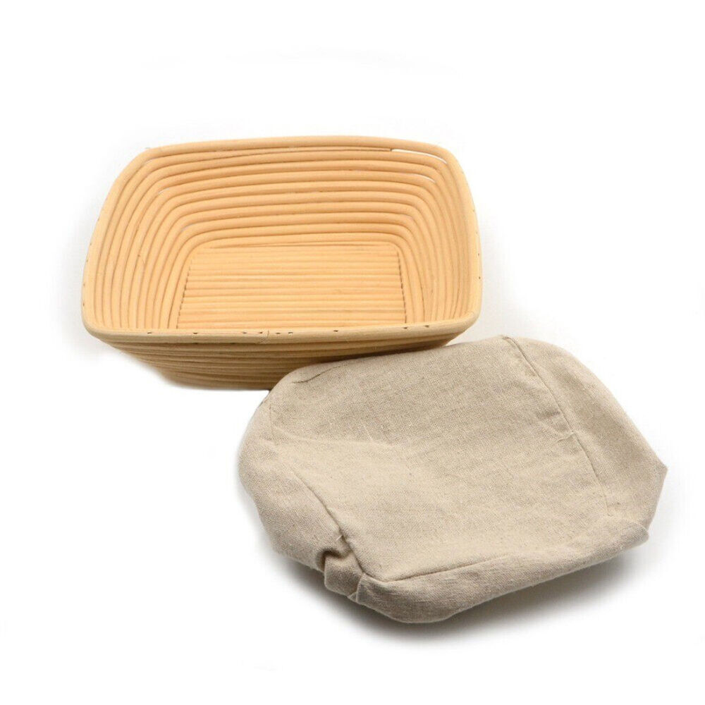 2PK Brunswick Bakers Square Rattan 25cm Bread Banneton w/ Lining