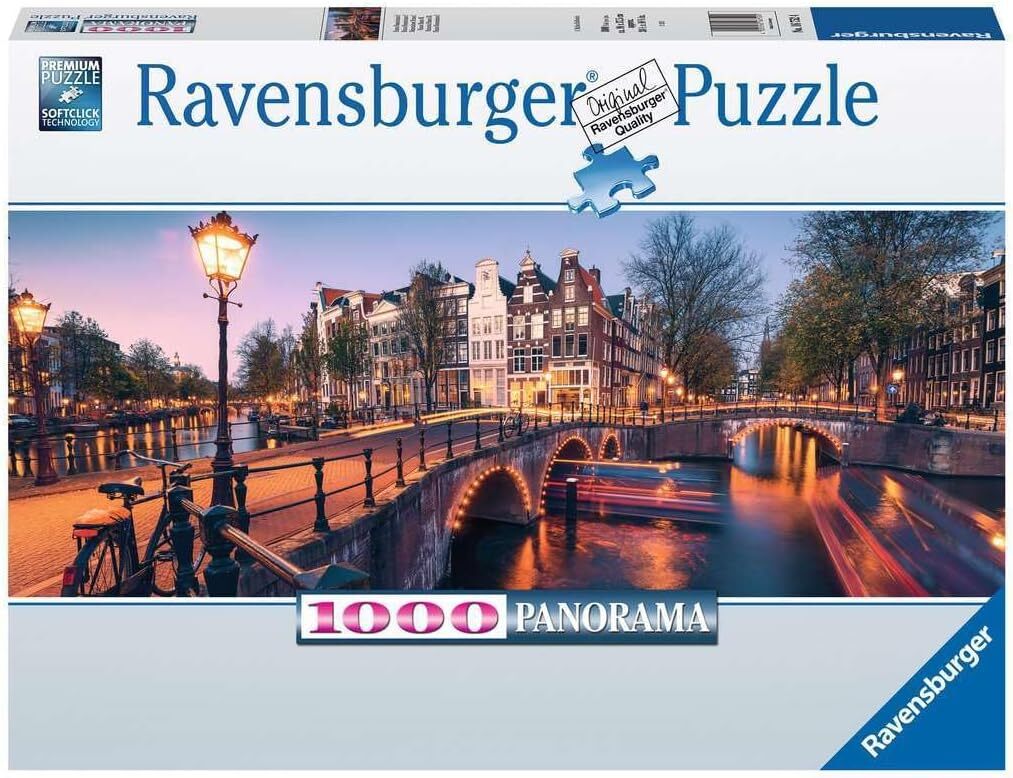 1000pc Ravensburger Evening In Amsterdam Family Jigsaw Puzzle 70x50cm