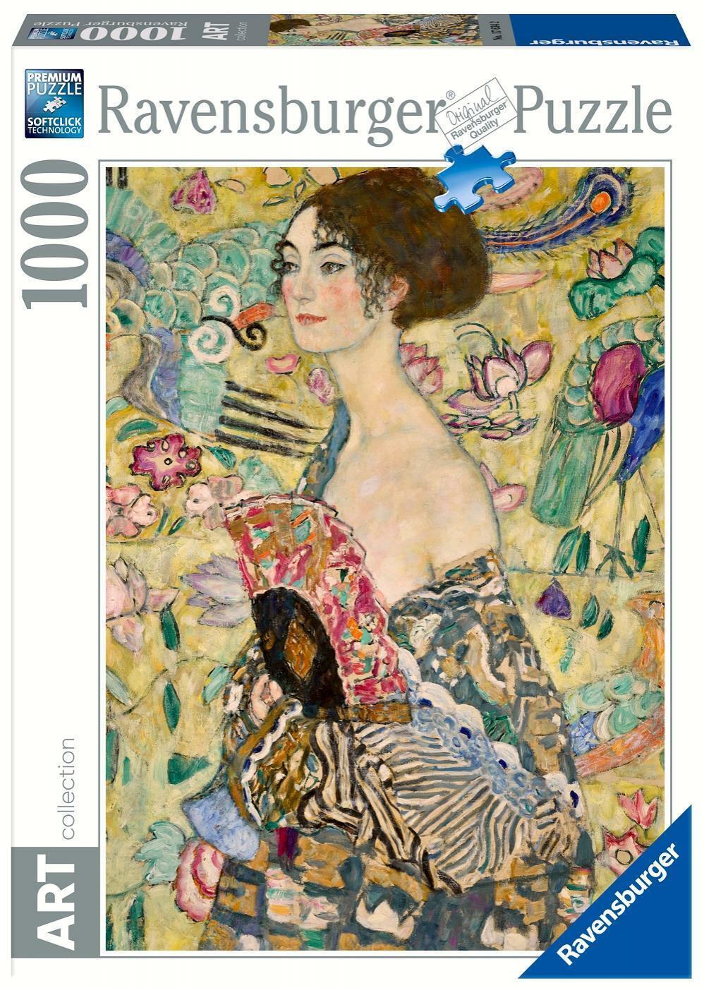 1000pc Ravensburger Klimt Lady With A Fan Jigsaw Puzzle Set Adults