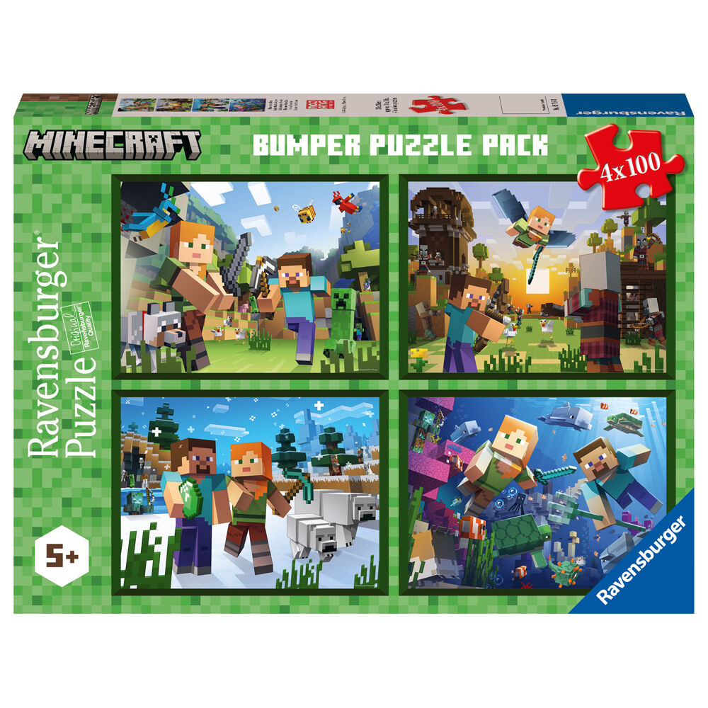Ravensburger Minecraft Bumper 4-Jigsaw Puzzle 37x27cm Pack 5y+