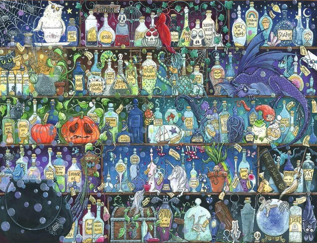 2000pc Ravensburger Poisons And Potions Adults Jigsaw Puzzle Set