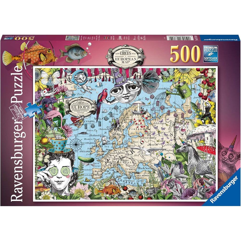 500pc Ravensburger European Map Quirky Circus Adults Jigsaw Puzzle