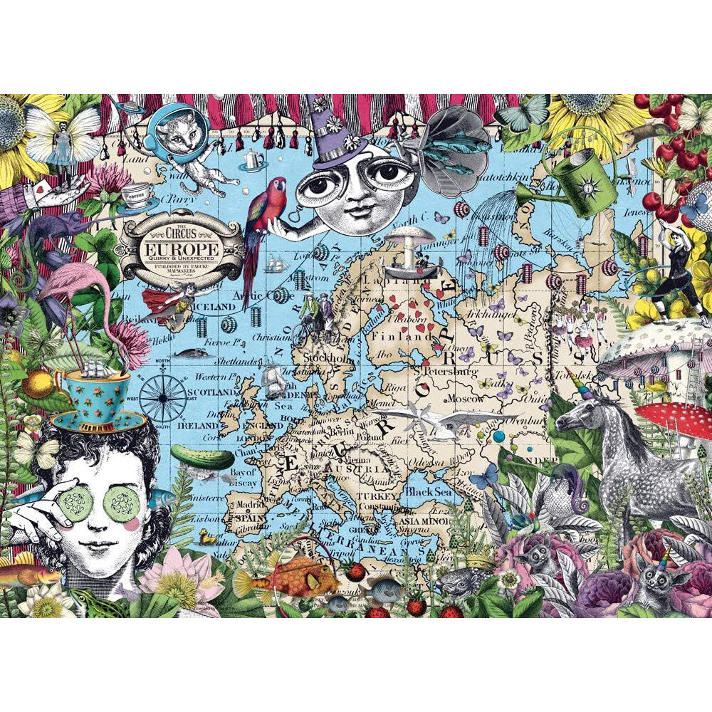 500pc Ravensburger European Map Quirky Circus Adults Jigsaw Puzzle