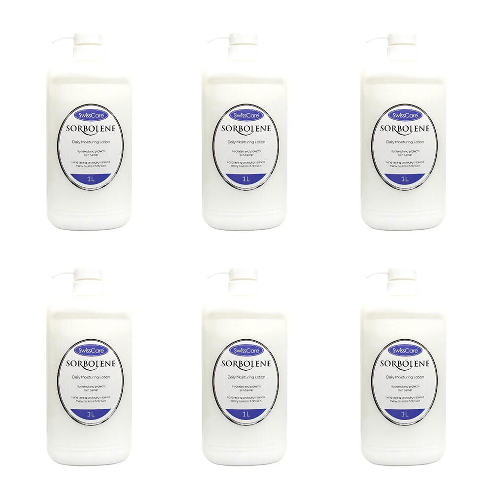 6PK SwissCare Sorbolene Daily Moisturising & Hydrating Lotion For Dry Skin 1L