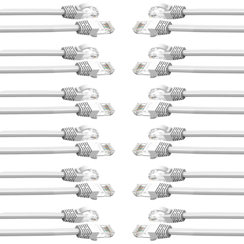 12PK Cruxtec 5m CAT6 Network Cable - White