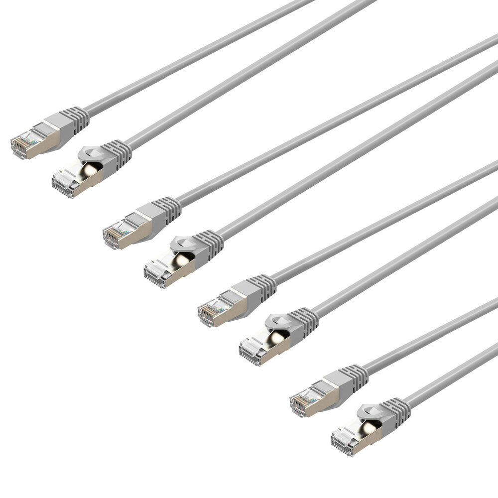 4PK Cruxtec 30cm Cat7 10GbE SF/FTP Triple Shielding Ethernet Cable - White