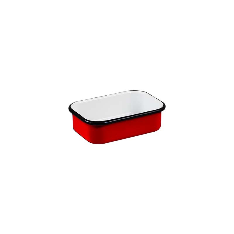 2x Urban Style Enamelware Multi Purpose Rect Tray 14.5cm Red/White Inner/Black Rim