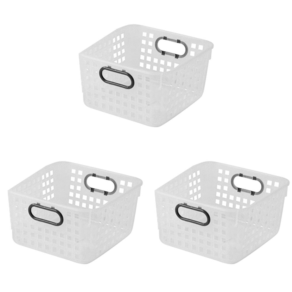 3PK Homeleisure Square Basket W/Handles Clear Laundry Cleaning