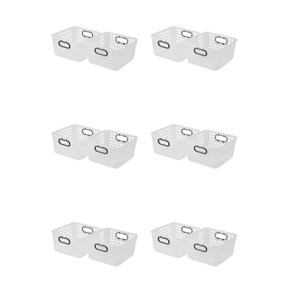 6PK Homeleisure Square Basket W/Handles Clear Laundry Cleaning