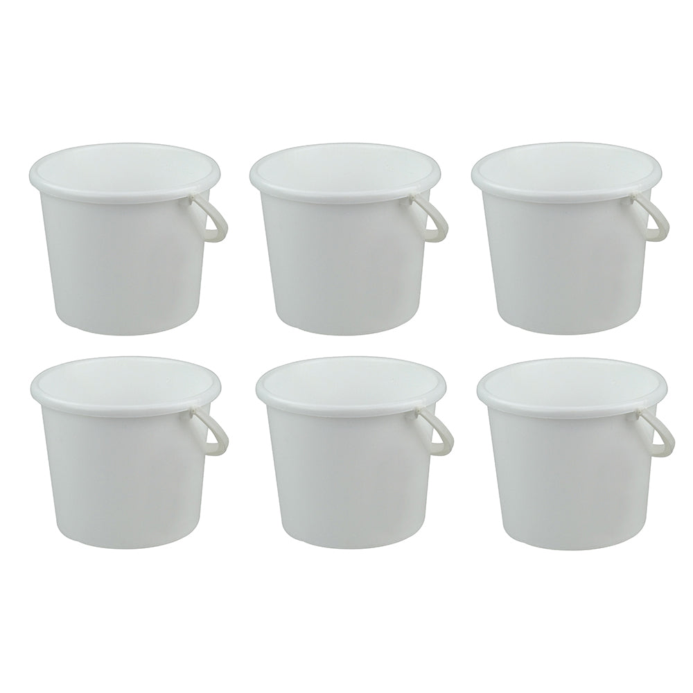 6PK Homeleisure Pail W/Handle 3L White Kitchen Cooking