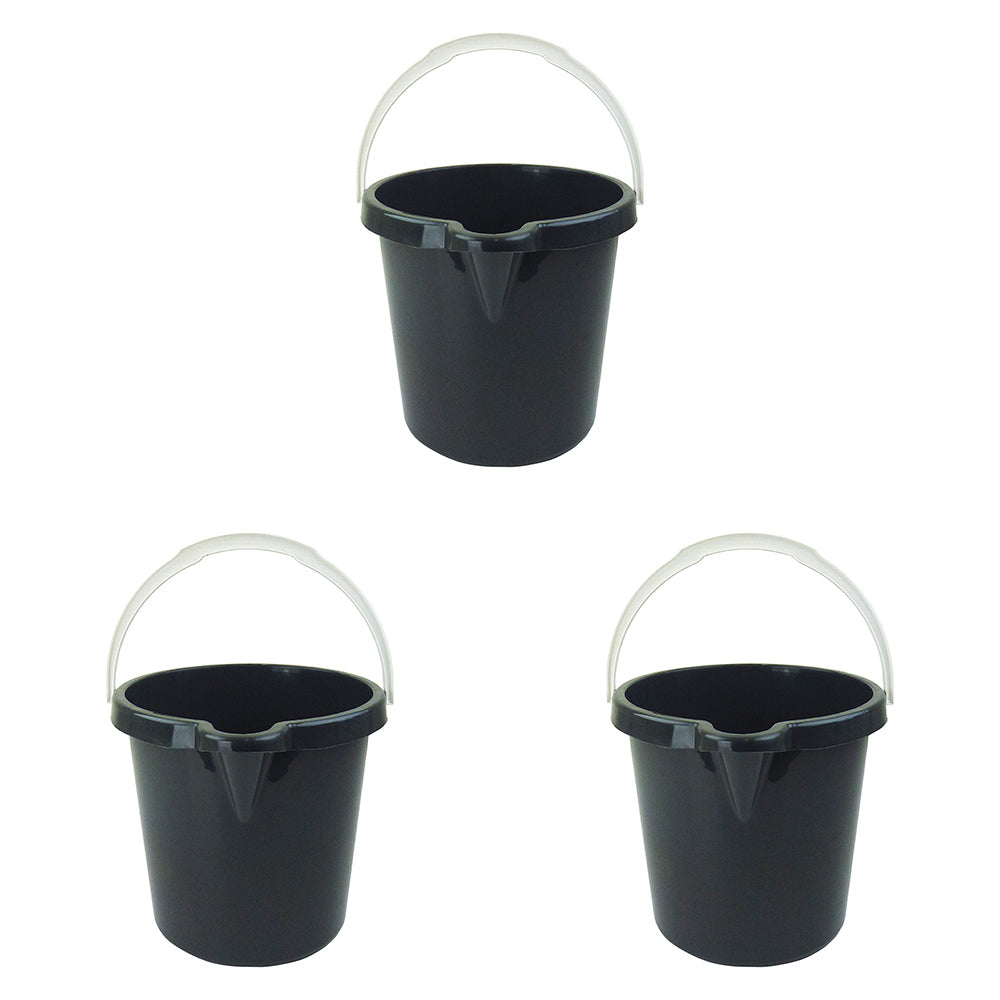 3PK Homeleisure Bucket W/Lip 11L Charcoal Kitchen Cooking