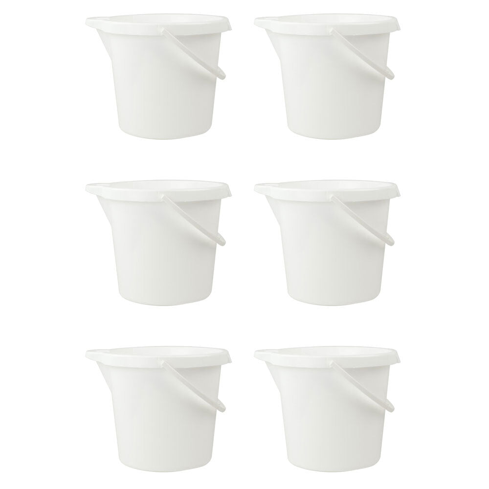 6PK Homeleisure Bucket W/Lip 11L White Kitchen Cooking