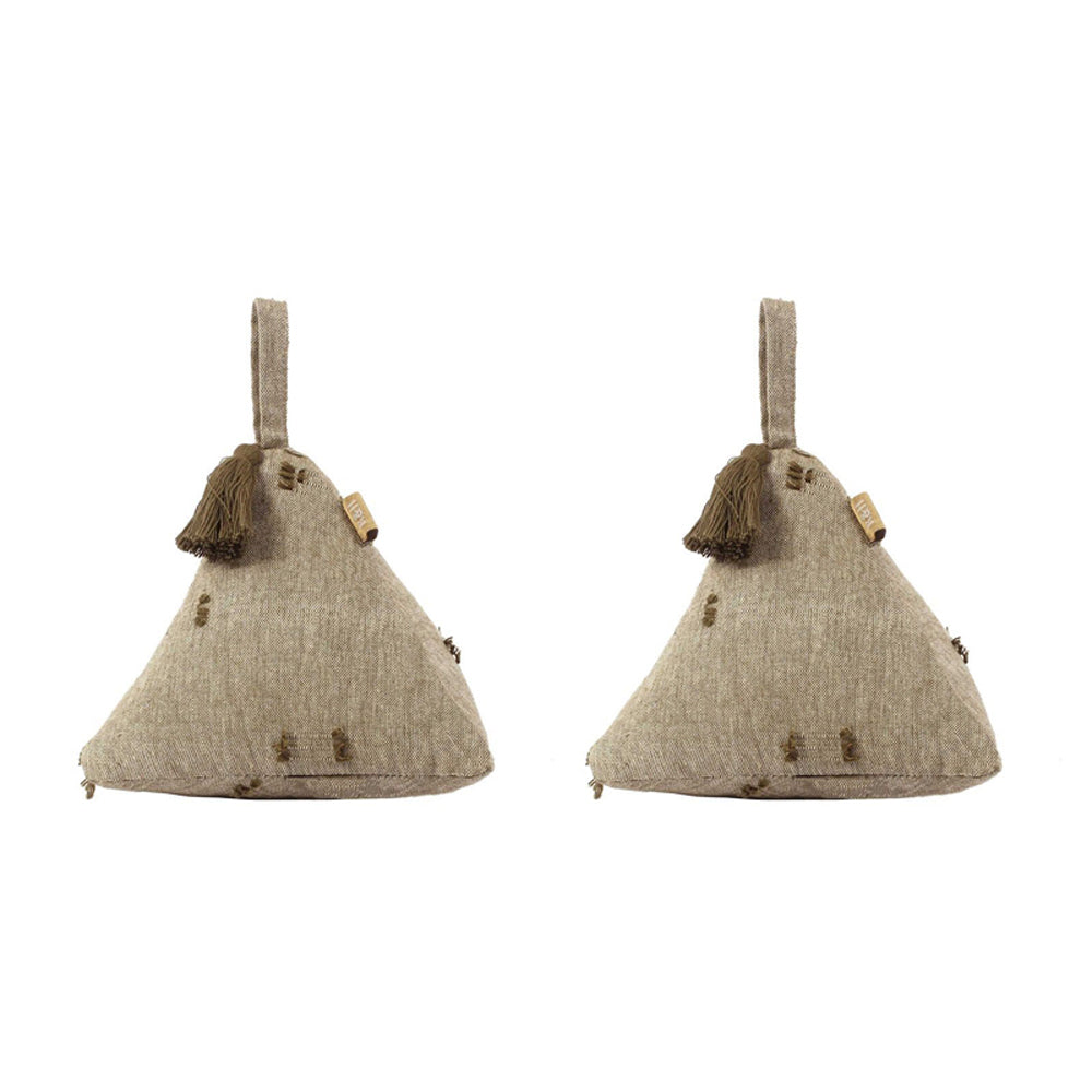 2PK Belle Tuft Cotton Door Stopper Triangle 25cm - Burnt Olive