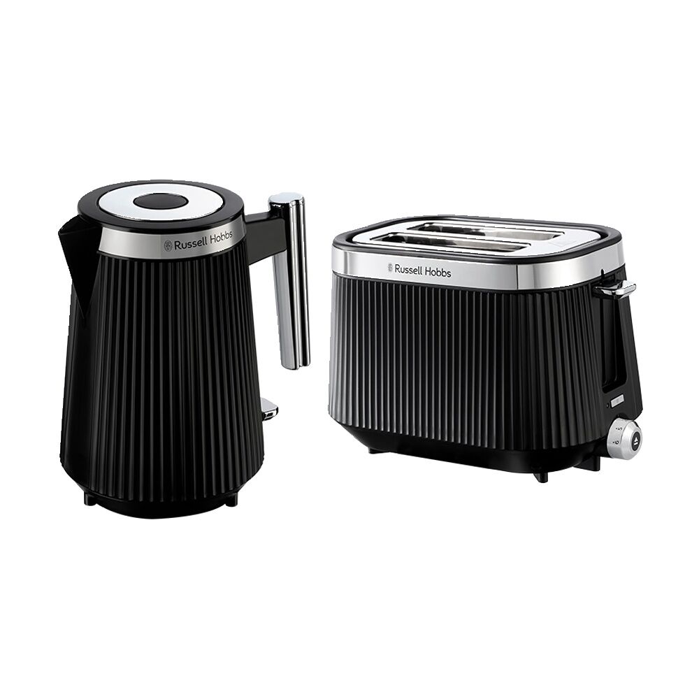 Russell Hobbs Bronte Black Kettle Black/Silver & 2 Slice Bread Toaster Black