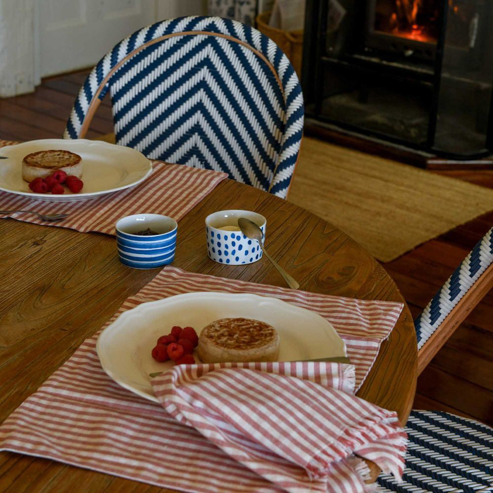 2x 4pc Belle Gingham Fig Cotton Kitchen Napkins 40x40cm Set - Pink