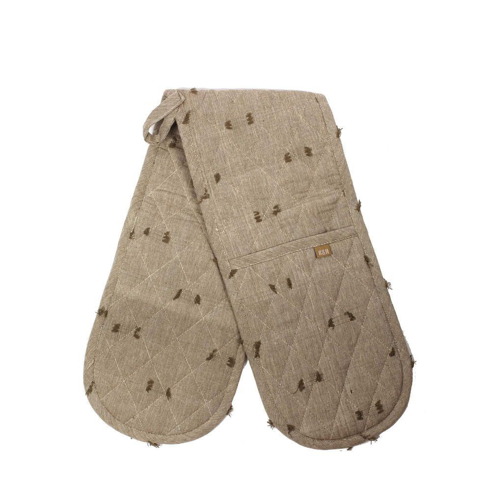 2PK Belle Tuft Cotton Double Oven Glove Mitt 90x18cm - Burnt Olive
