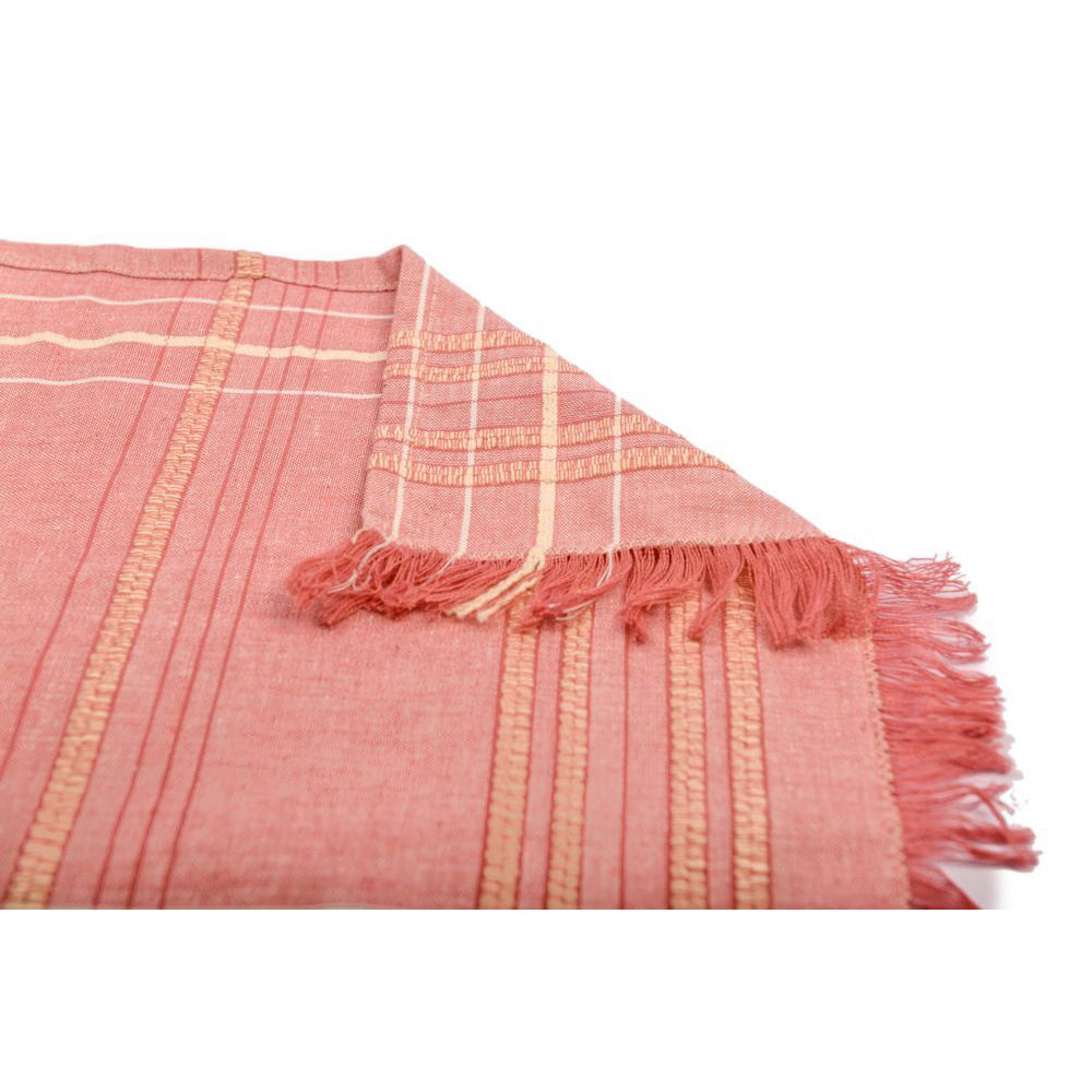2PK Belle Textured Check Cotton Placemat Fig Dining Table Protector 48cm Pink