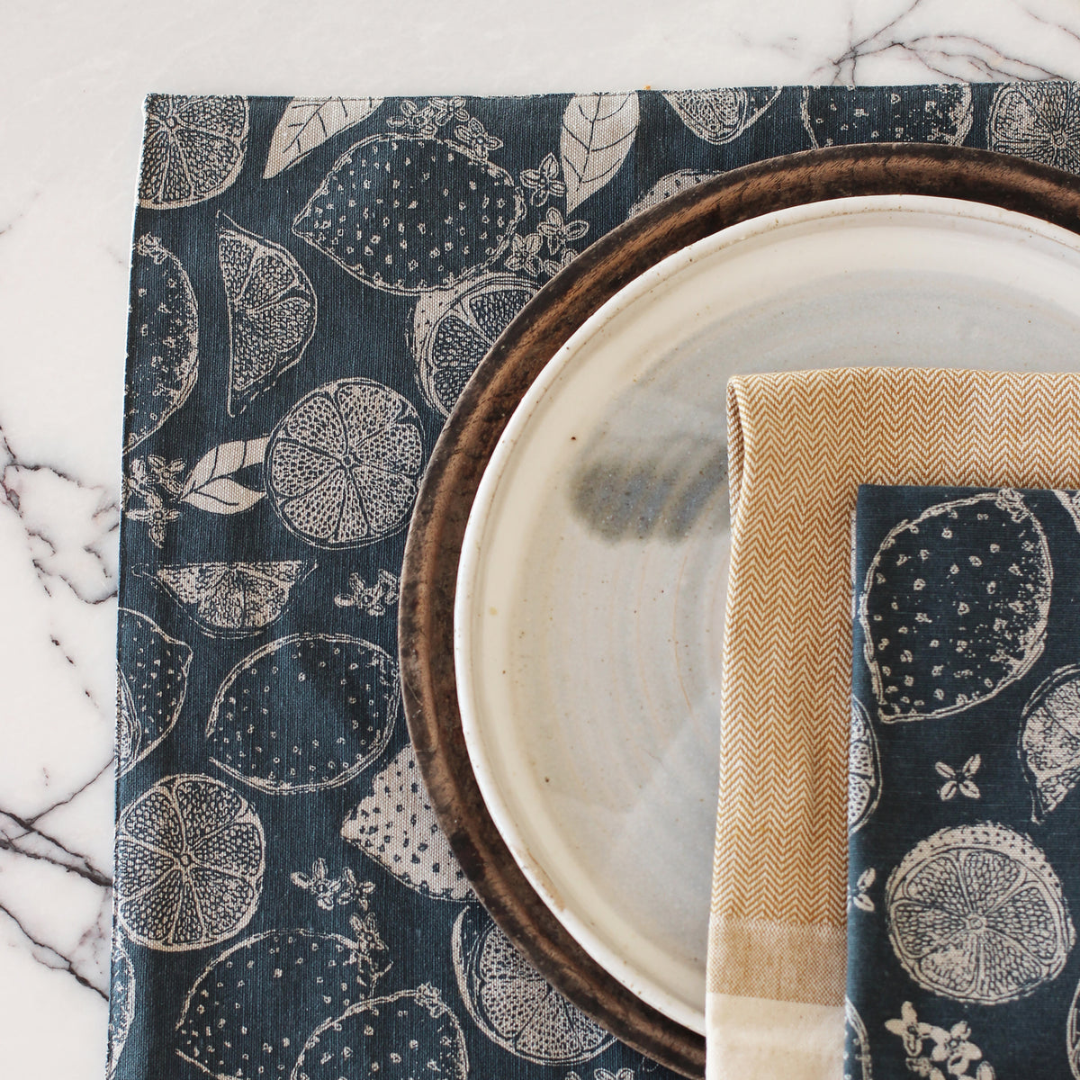 4pc Raine & Humble Lemon Marmalade Placemat Set 33x48cm Dark Slate
