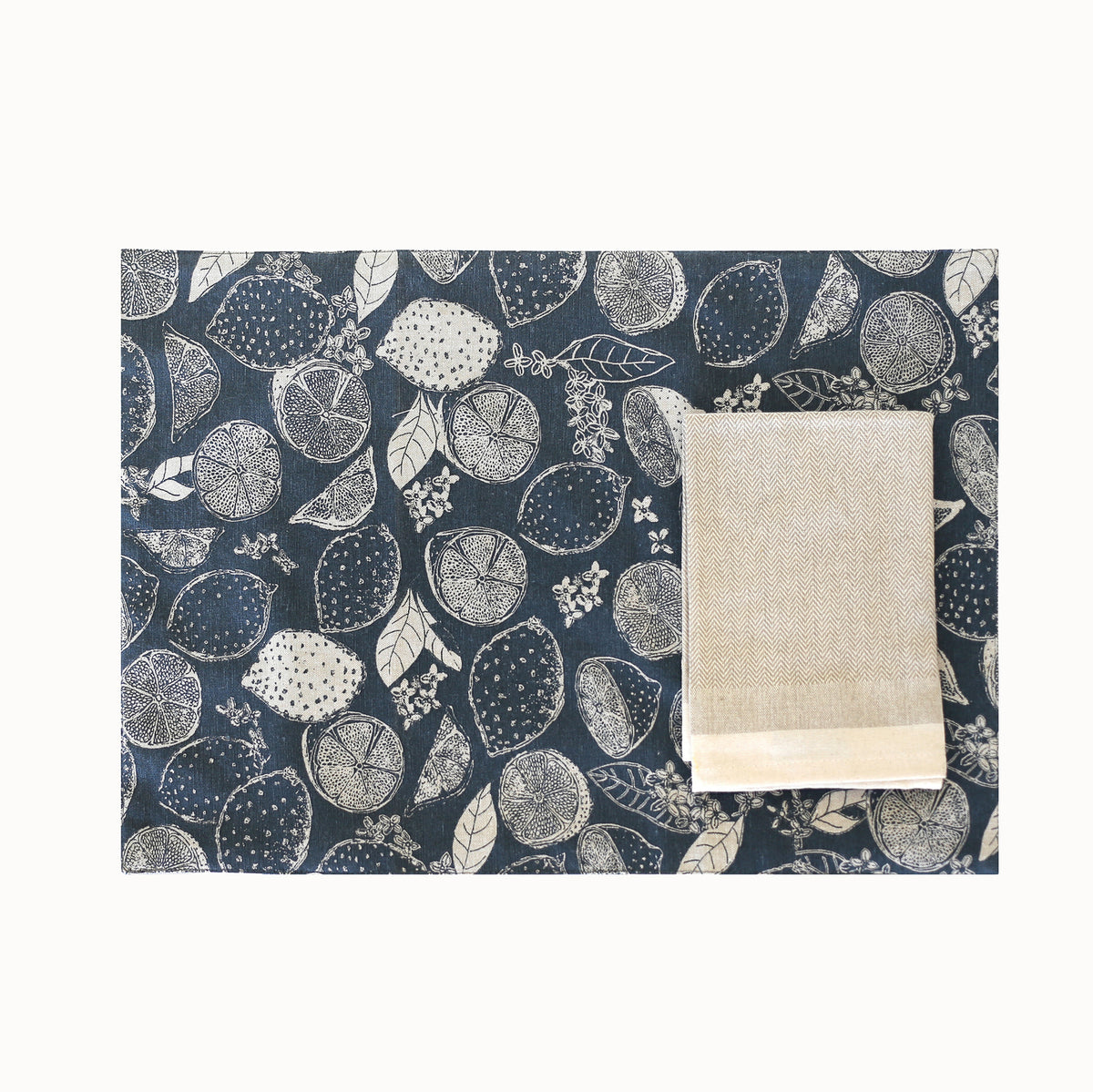 4pc Raine & Humble Lemon Marmalade Placemat Set 33x48cm Dark Slate