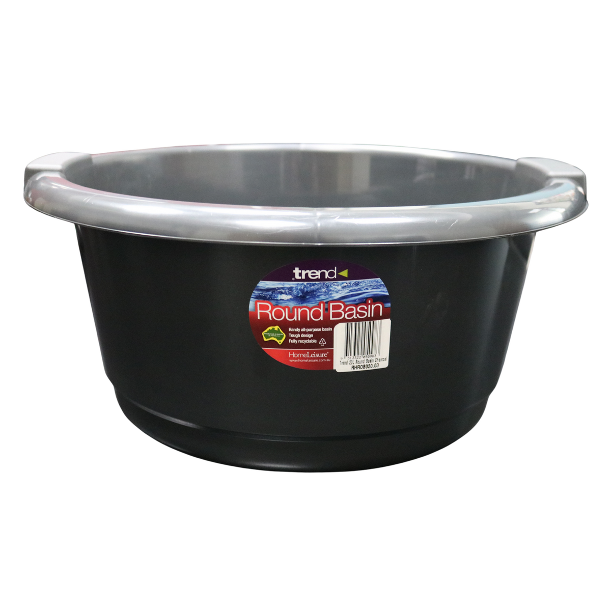 2PK Homeleisure Trend 20L Plastic Basin Round Charcoal