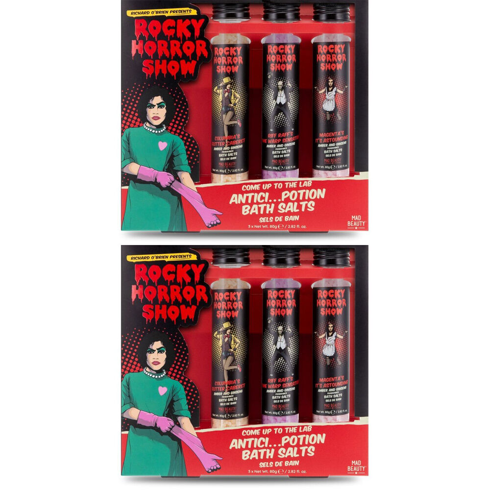 2PK Rocky Horror Show Potion Bottle Shaped Bubble Bath Trio Amber and Ginseng