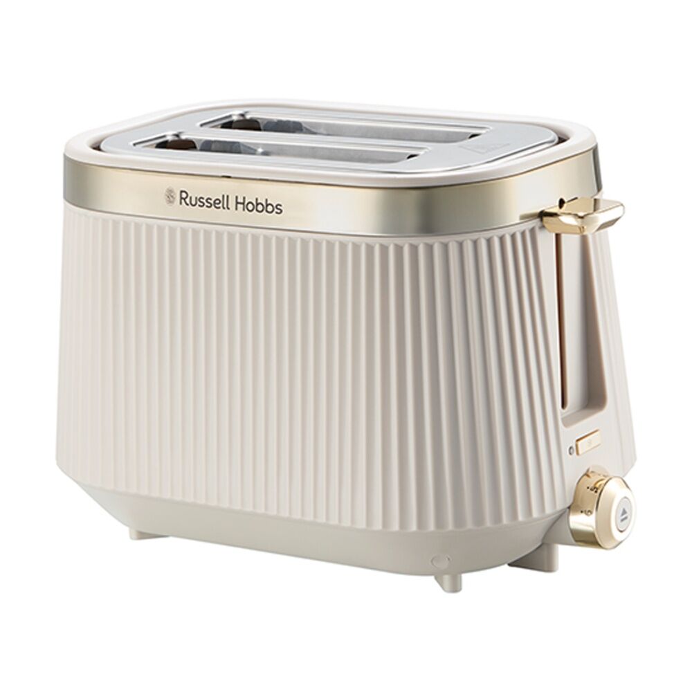 Russell Hobbs Bronte 2 Slice Toaster Bread Slots Easy Clean Stone/Gold