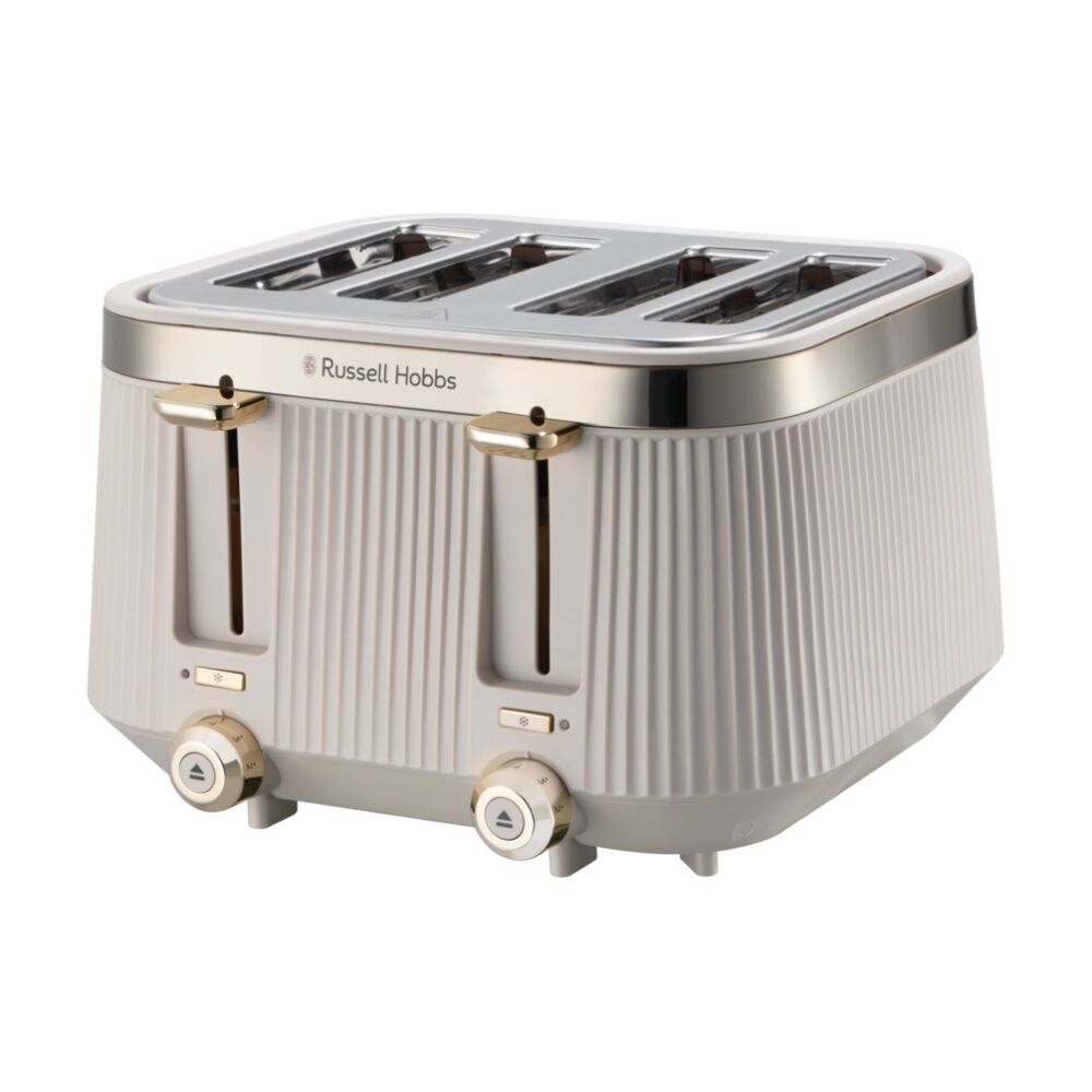Russell Hobbs Bronte 4 Slice Toaster Toast Machine Four Slot Stone/Gold