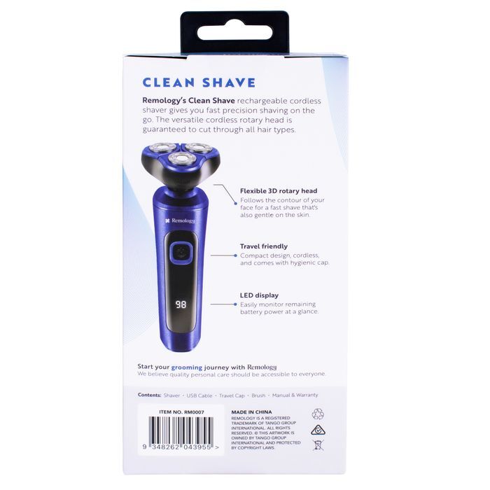 Remology Clean Shave Rechargeable Cordless Mens Face Shaver