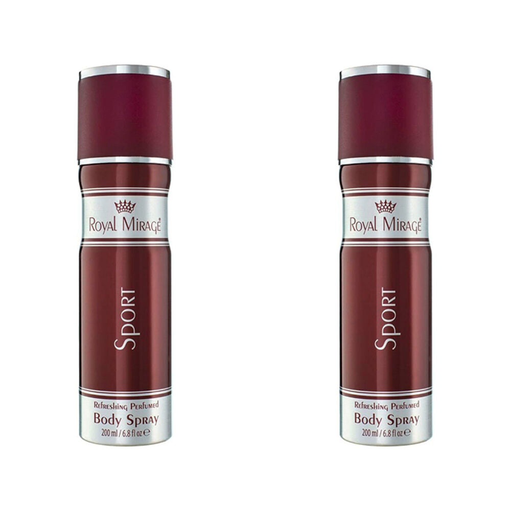 2PK Royal Mirage Men's Sport Daily Fresh Scent Fragrance Body Spray For Men 200ML