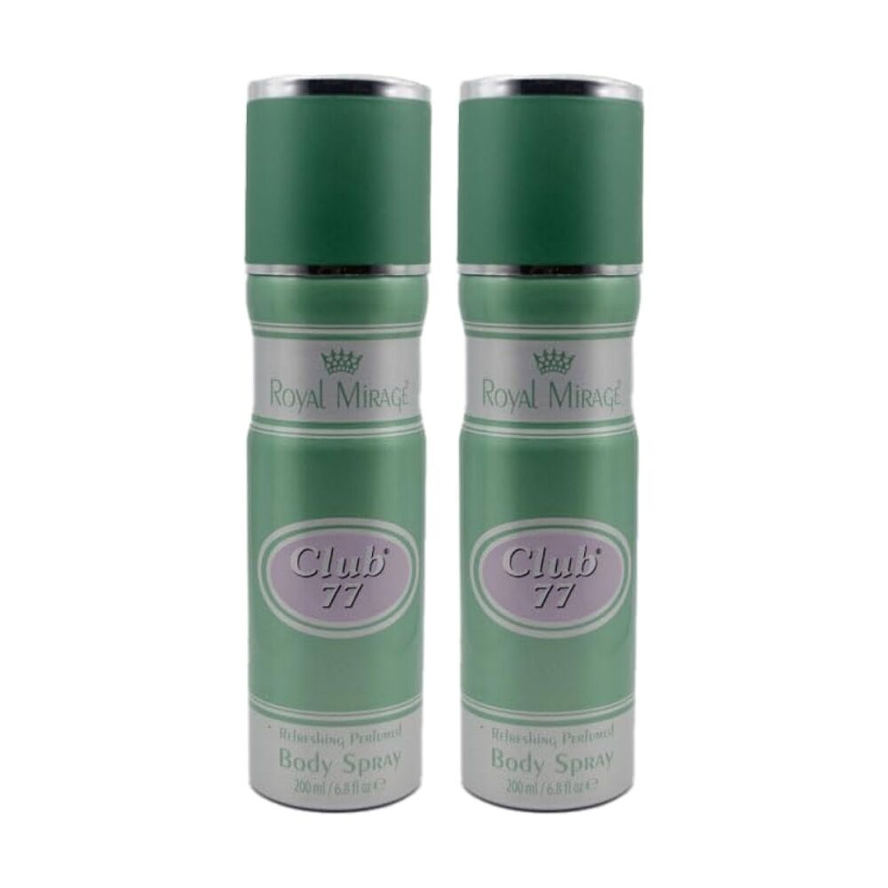 2PK Royal Mirage Club 77 Body Spray Mens Fragrance 200mL