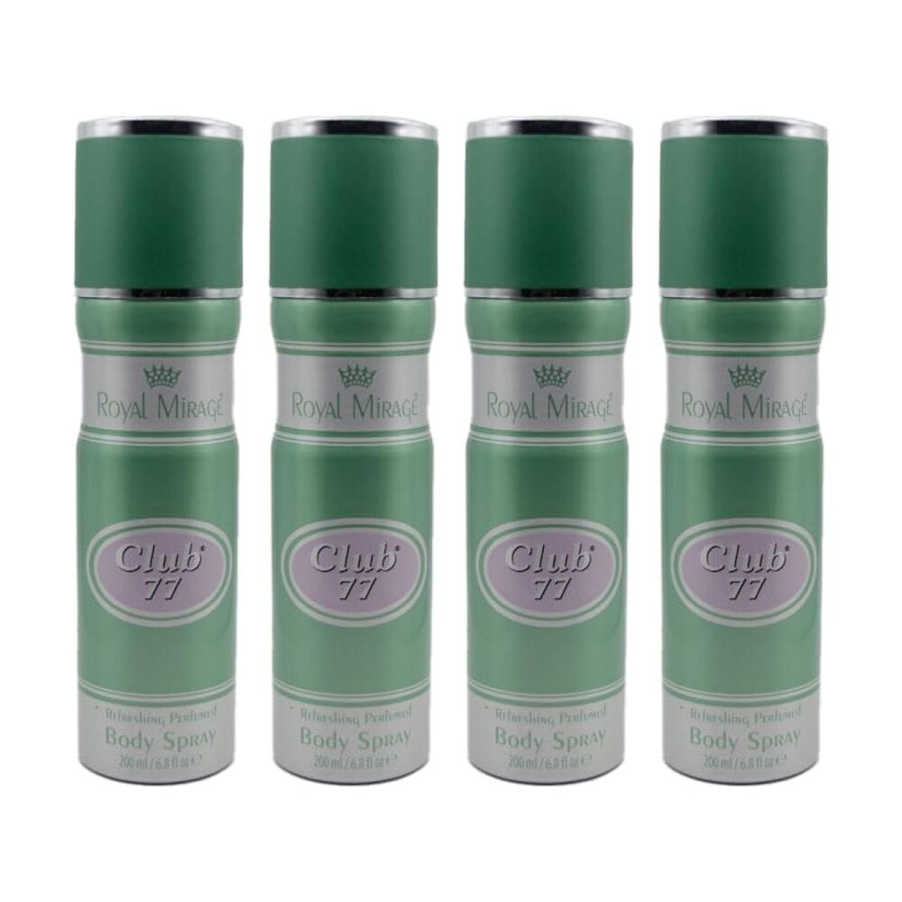 4PK Royal Mirage Club 77 Body Spray Mens Fragrance 200mL