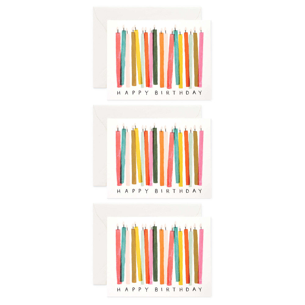 3PK Rifle Paper Co Single Card w/ Envelope Birthday Candle 10.7x14cm