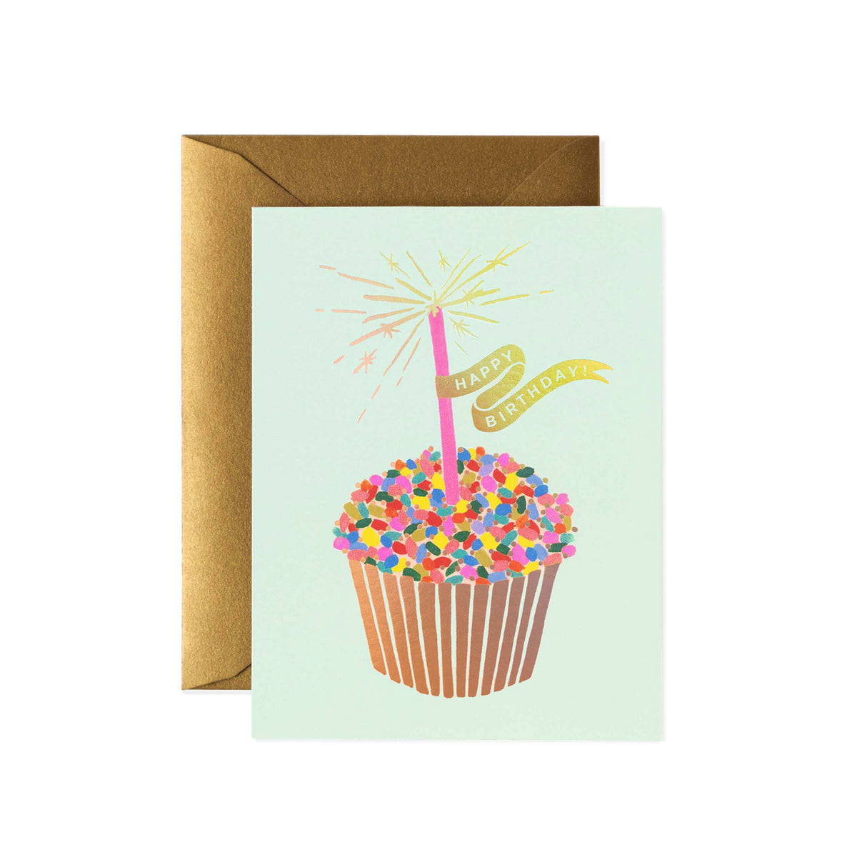 3x Rifle Paper Co 10.7x14cm Blank Single Greeting Card w/ Envelope - Cupcake Birthday