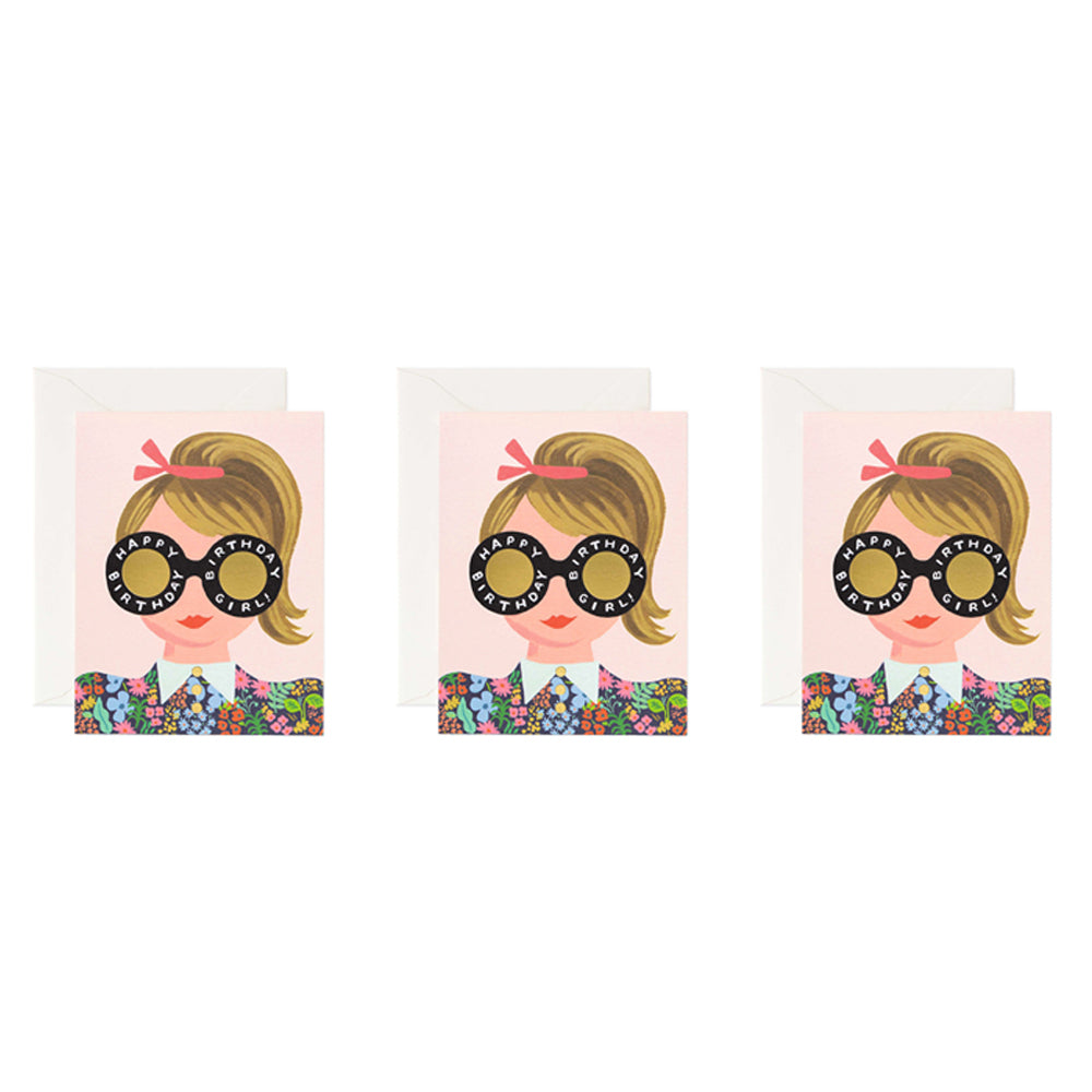 3x Rifle Paper Co 14cm Blank Single Greeting Card w/ Envelope - Meadow Birthday Girl