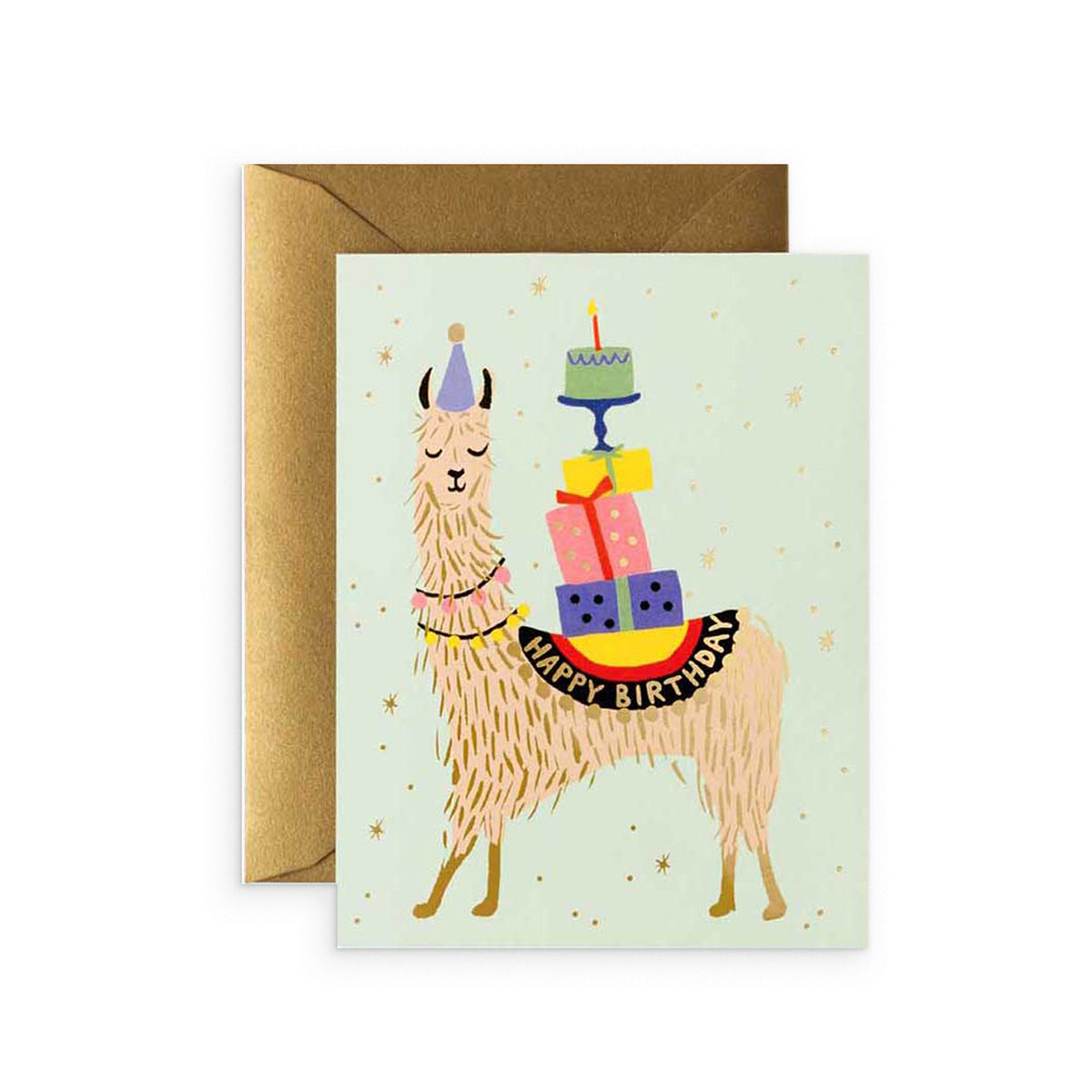3x Rifle Paper Co 10.7x14cm Blank Single Greeting Card w/ Envelope - Llama Birthday