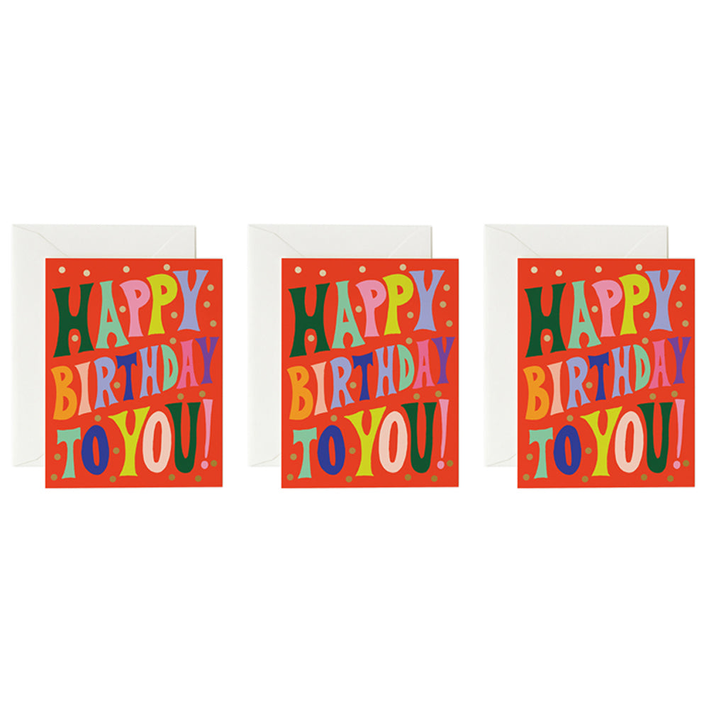 3x Rifle Paper Co 11x14cm Blank Single Greeting Card w/ Envelope - Groovy Birthday