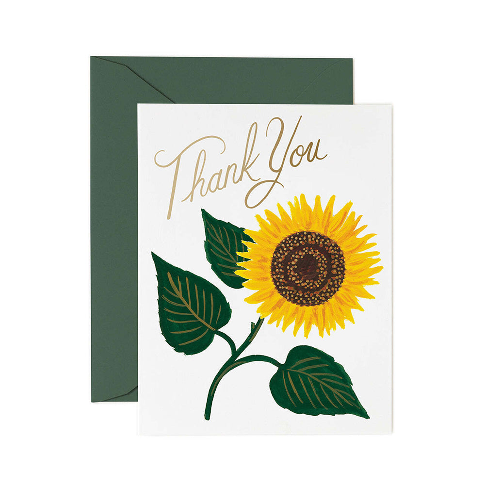 3PK Rifle Paper Co Single Card w/ Envelope Sunflower Thank You 11x14cm