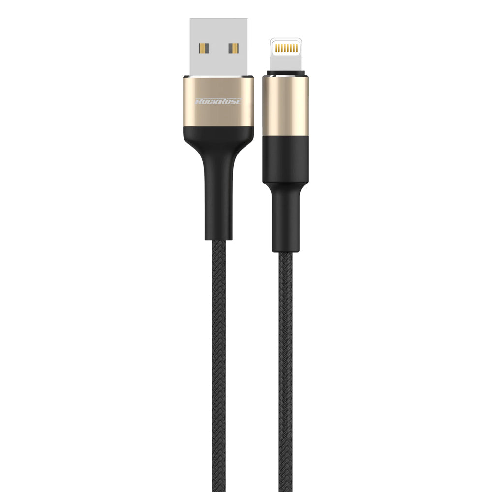 2PK RockRose Acacia AL 1m 2.4A Nylon Braided USB-A Charge & Sync Cable For Apple iPhone
