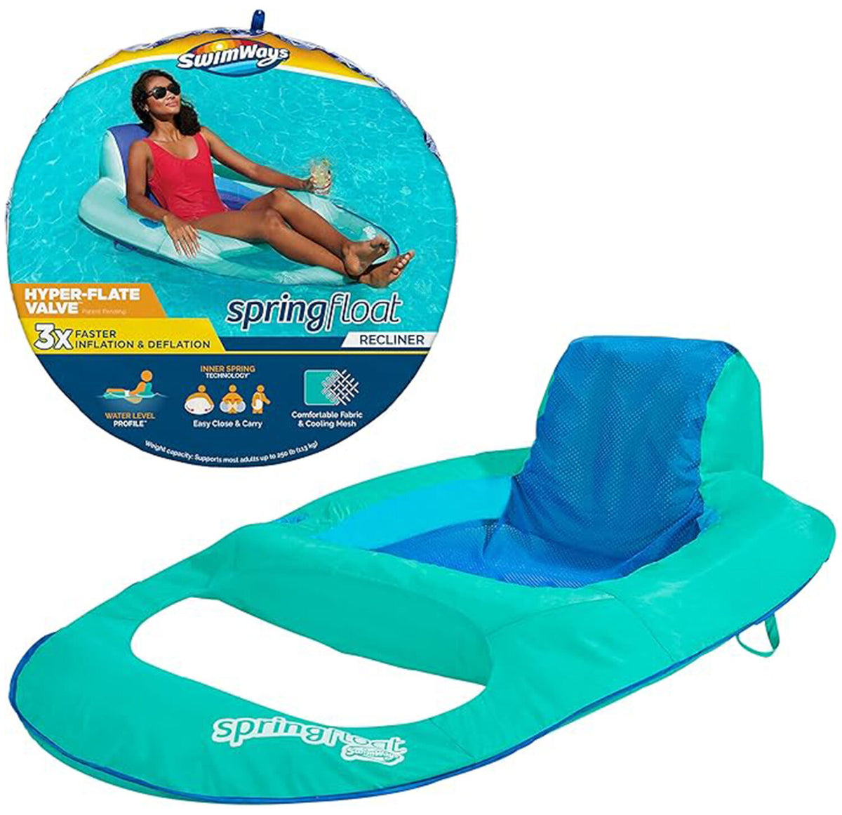 Swimways Spring Float Recliner Inflatable Swimming Pool Lounger Asst