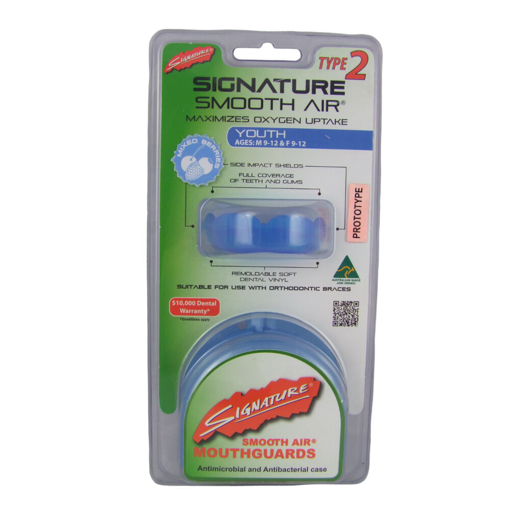2PK Signature Type 2 Mouthguard Teeth Shield/Protection Youth Blue/Red