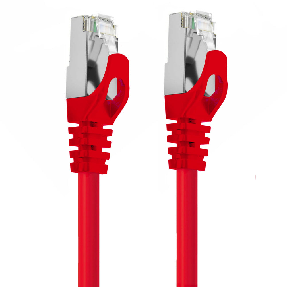 3PK Cruxtec RJ45 LAN CAT7 10GbE 30cm Triple Shielding Ethernet Cable - Red
