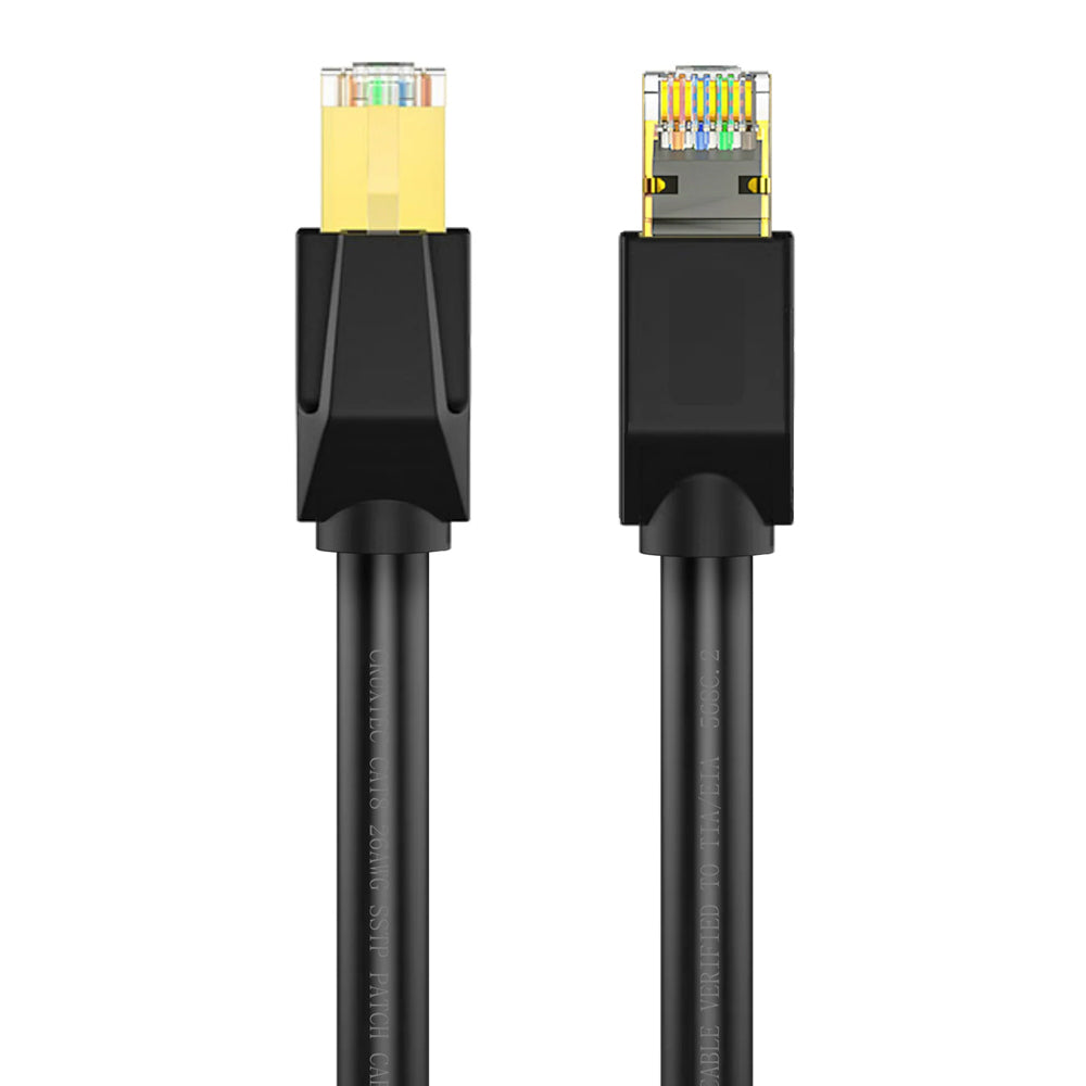 3PK Cruxtec RJ45 LAN CAT8 SF/FTP 30cm Triple Shielding Ethernet Cable - Black