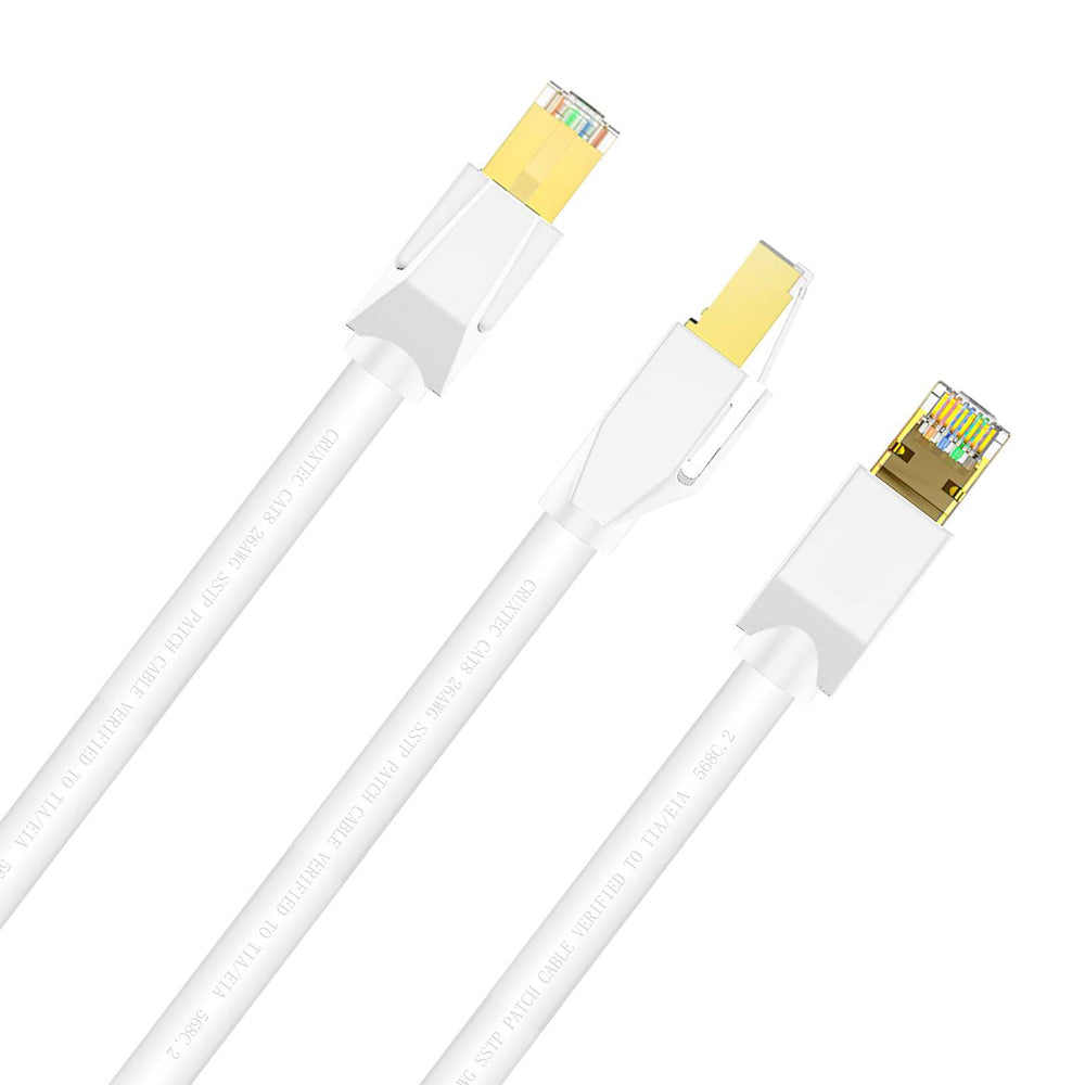 4PK Cruxtec CAT8 SF/FTP Triple Shield PoE Ethernet Cable 1m - White