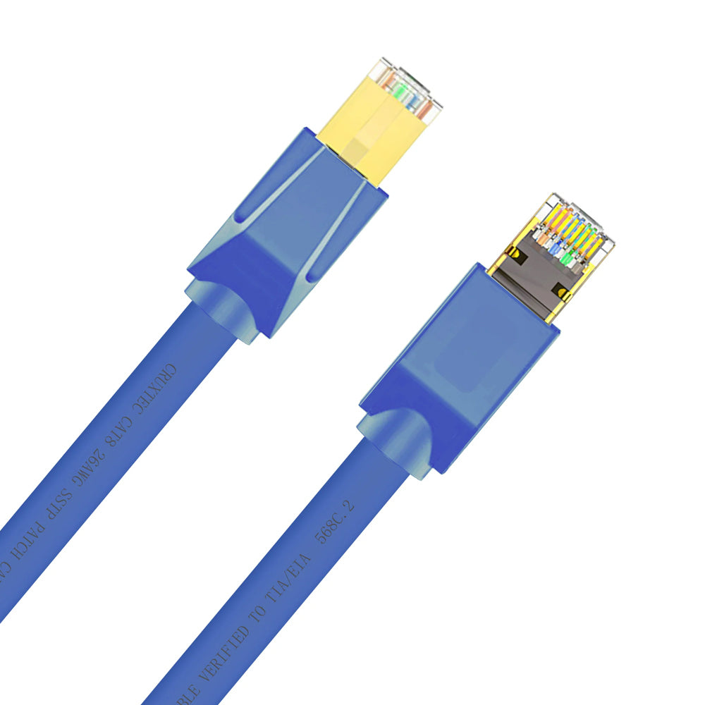 2PK Cruxtec RJ45 LAN CAT8 40GbE 3m Triple Shielding Ethernet Cable - Blue