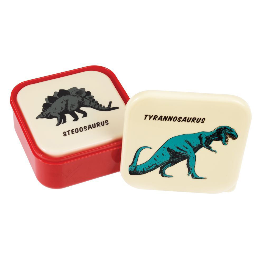 3pc Rex London Kids Plastic Snack Box Square Set - Prehistoric Land