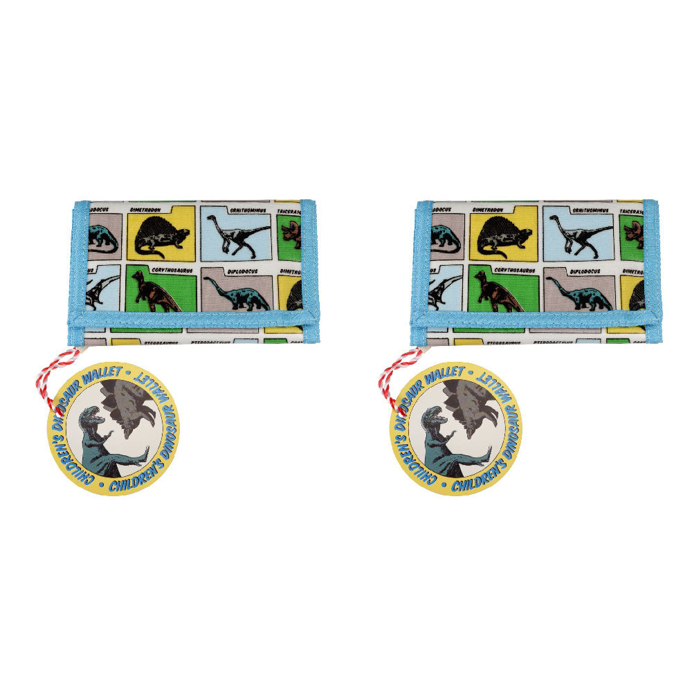2PK Rex London Kids/Childrens Wallet Trifold 24.5x13.5cm - Prehistoric