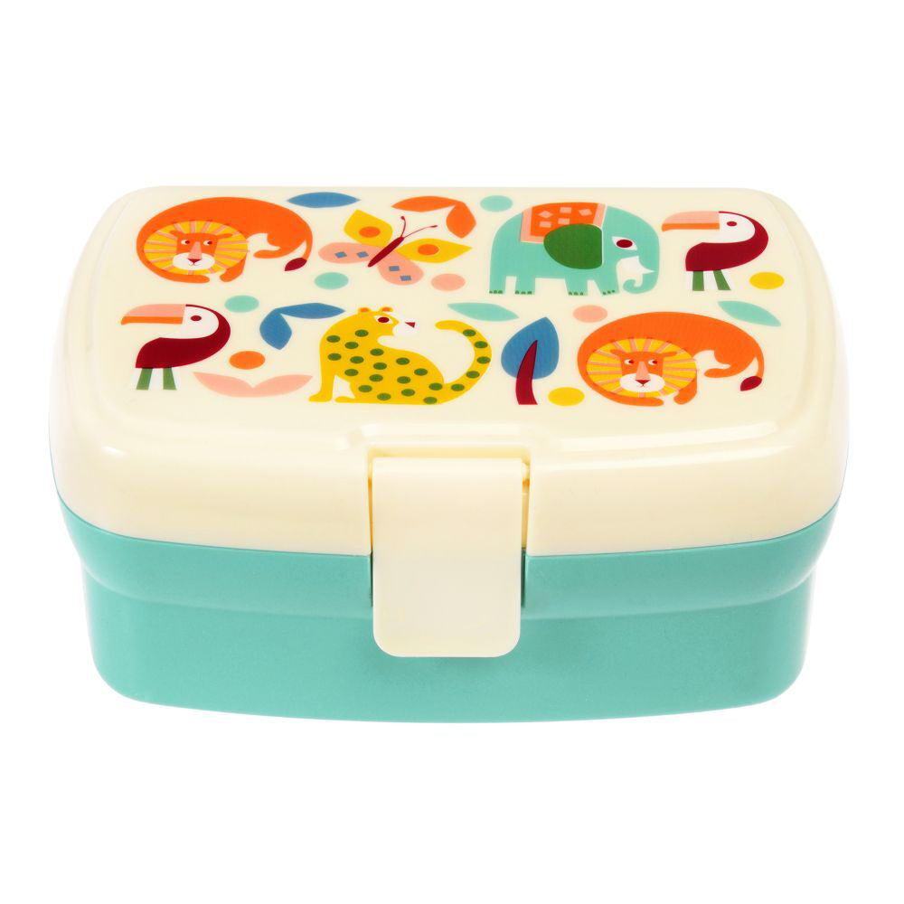 2PK Rex London Kids Plastic Lunch Box Rectangle 17x13cm - Wild Wonders