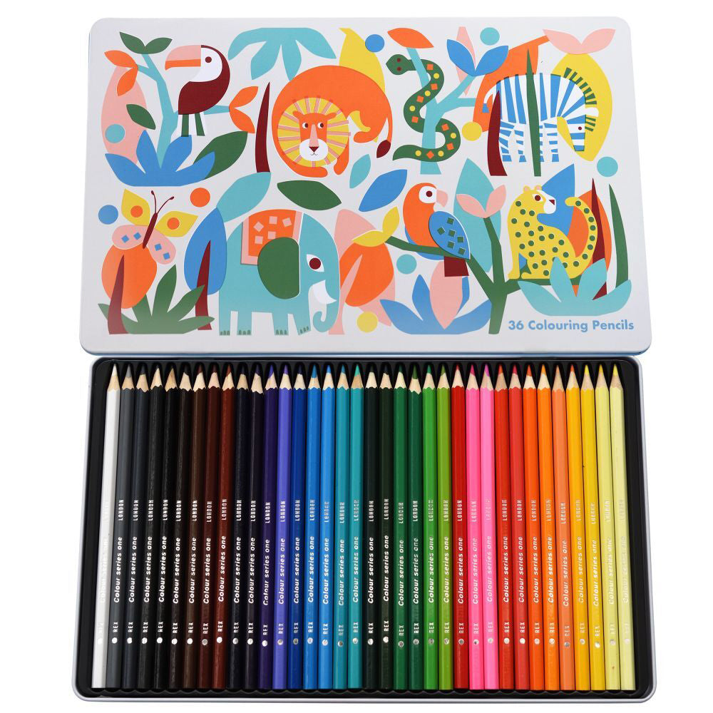 2x 36pc Rex London Colouring Pencils Drawing Stationery 3y+ - Wild Wonders